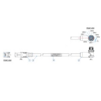 Cognex X-Coded M12 Ethernet Cable, 2M, Right-Angle (45-deg key) 